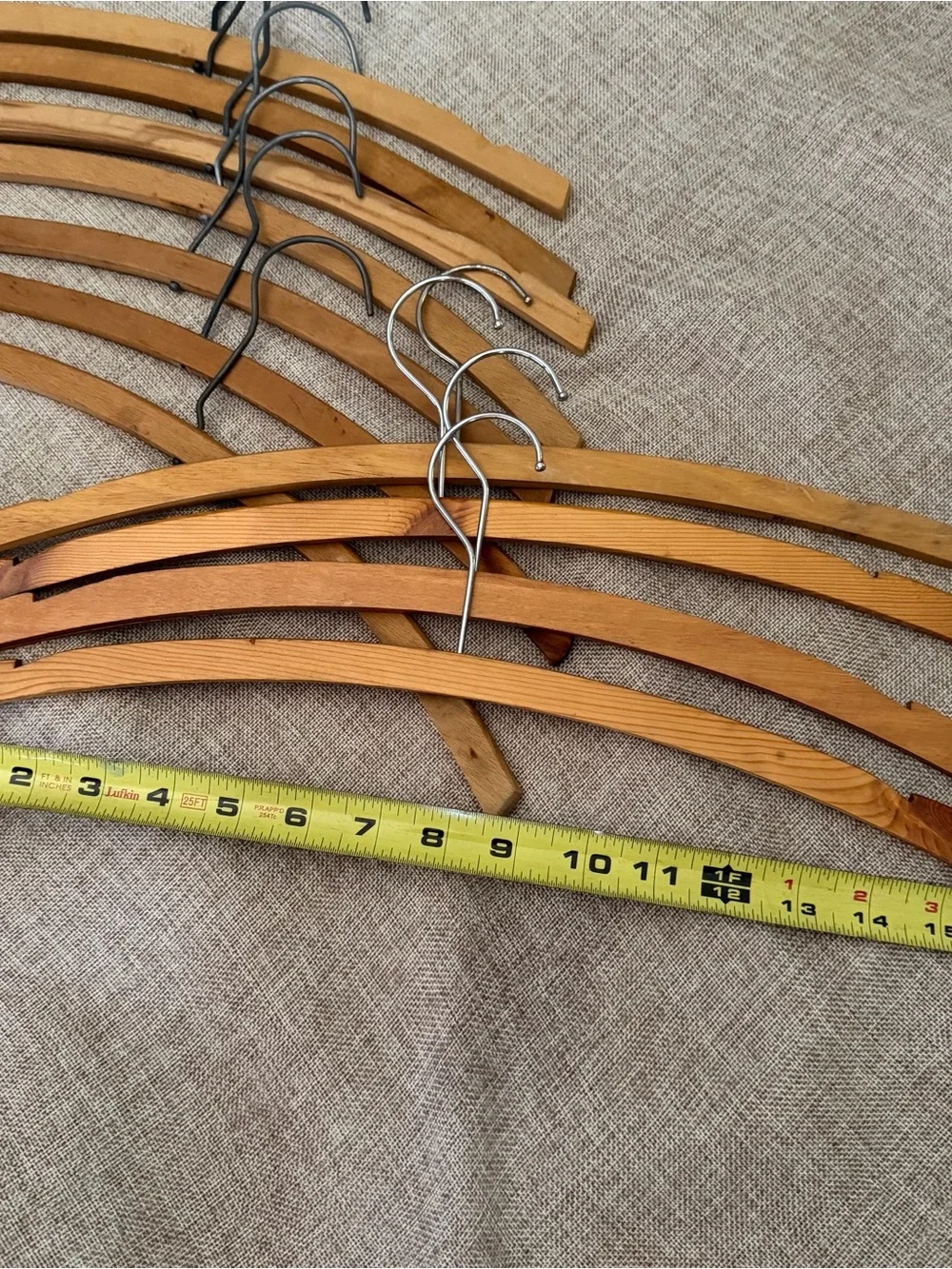 11 piece set of vintage curved solid wood coat suit hangers